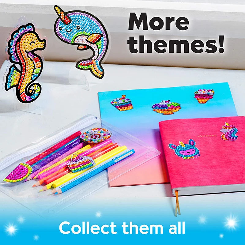 12 Create Big Gem Diamond Painting Sticker Kit Art Craft Girls Boys Unicorn Animal Sealife Magical Mosaic Dot Sticky Toys Gifts ALPENZO