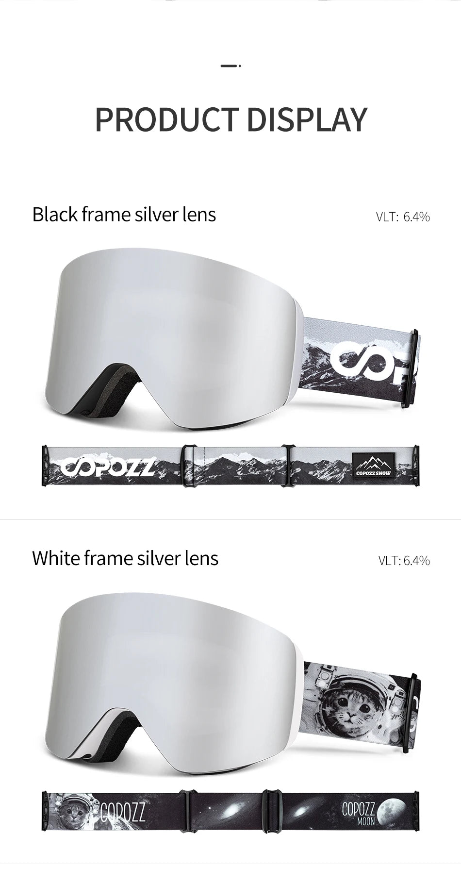 COPOZZ Winter Professional Men Women Ski Goggles Set Magnetic Quick-Change Double Layers Anti-Fog Snowboard Goggles Adults