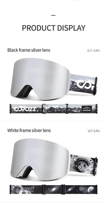 COPOZZ Winter Professional Men Women Ski Goggles Set Magnetic Quick-Change Double Layers Anti-Fog Snowboard Goggles Adults
