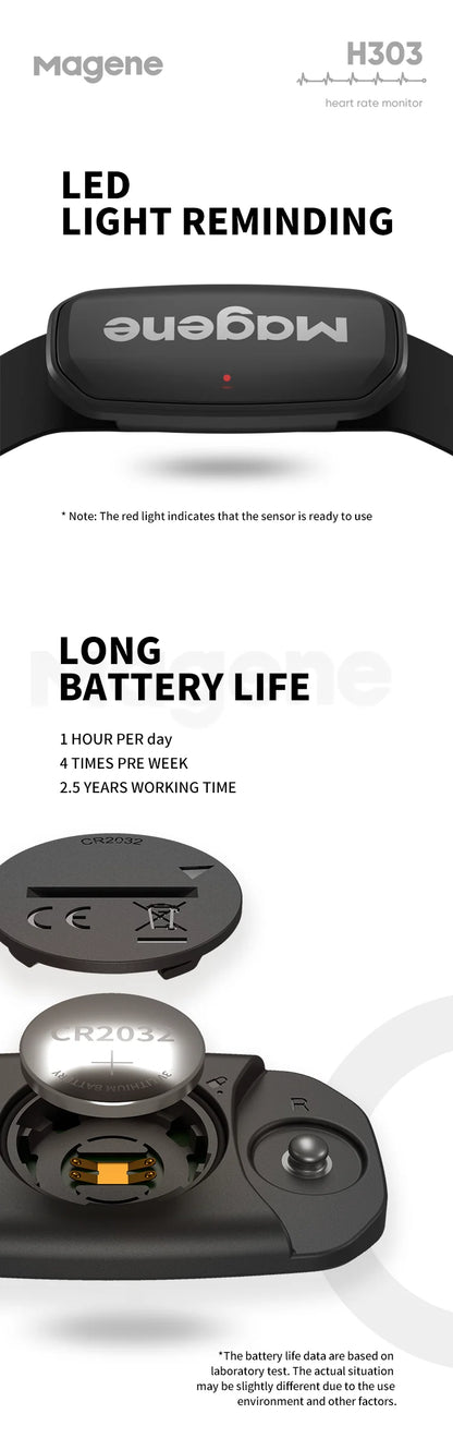 Magene H303 Heart Rate Sensor Bluetooth ANT Upgrade H64 HR Monitor With Chest Strap Dual Mode Computer Bike  Sports Band Belt