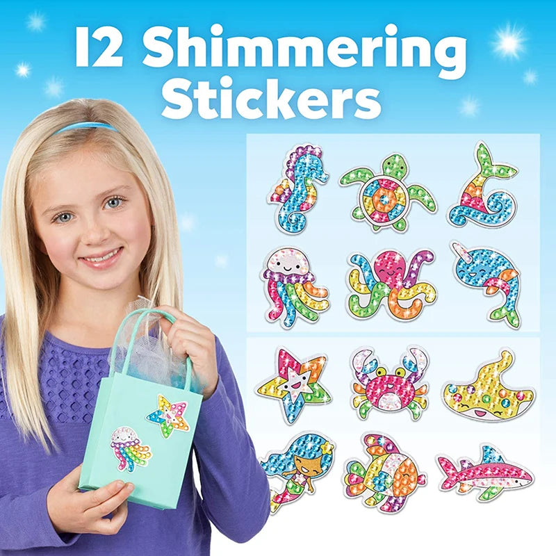 12 Create Big Gem Diamond Painting Sticker Kit Art Craft Girls Boys Unicorn Animal Sealife Magical Mosaic Dot Sticky Toys Gifts ALPENZO