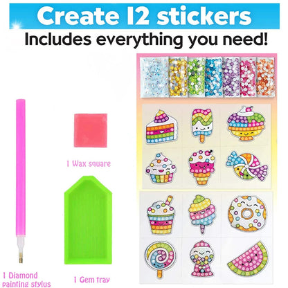 12 Create Big Gem Diamond Painting Sticker Kit Art Craft Girls Boys Unicorn Animal Sealife Magical Mosaic Dot Sticky Toys Gifts ALPENZO