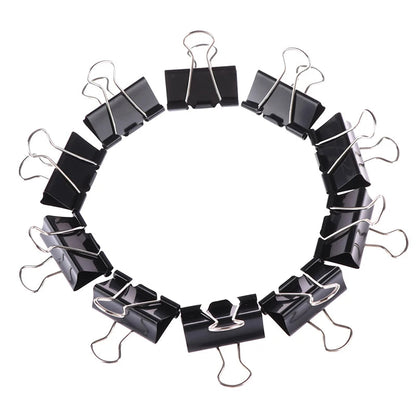 10pcs/lot Black Metal Binder Clips 19mm/ 25mm/ 32mm Notes Letter Paper Clip Office Supplies Binding Securing ALPENZO