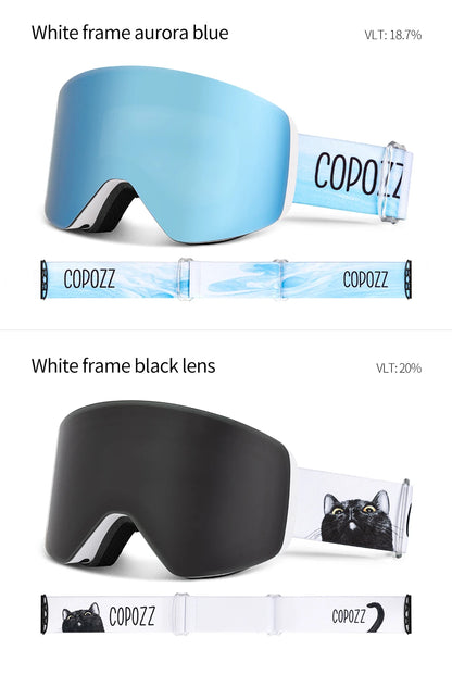 COPOZZ Winter Professional Men Women Ski Goggles Set Magnetic Quick-Change Double Layers Anti-Fog Snowboard Goggles Adults