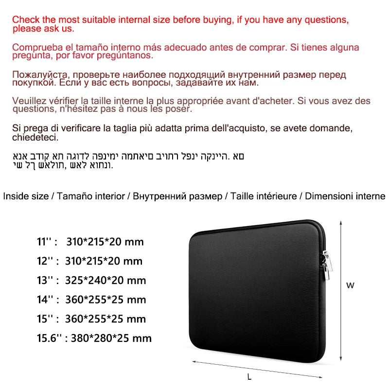 Soft Laptop Bag For Xiaomi Hp Dell Lenovo Notebook Computer For Macbook Air Pro Retina 11 12 13 14 15 15.6 Sleeve Case Cover - ALPENZO