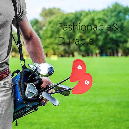 10Pcs/set Golf Iron Head Covers Iron Golf Club Protective Black/Red/Blue Golf Club Iron Head Protector Golf Accessories