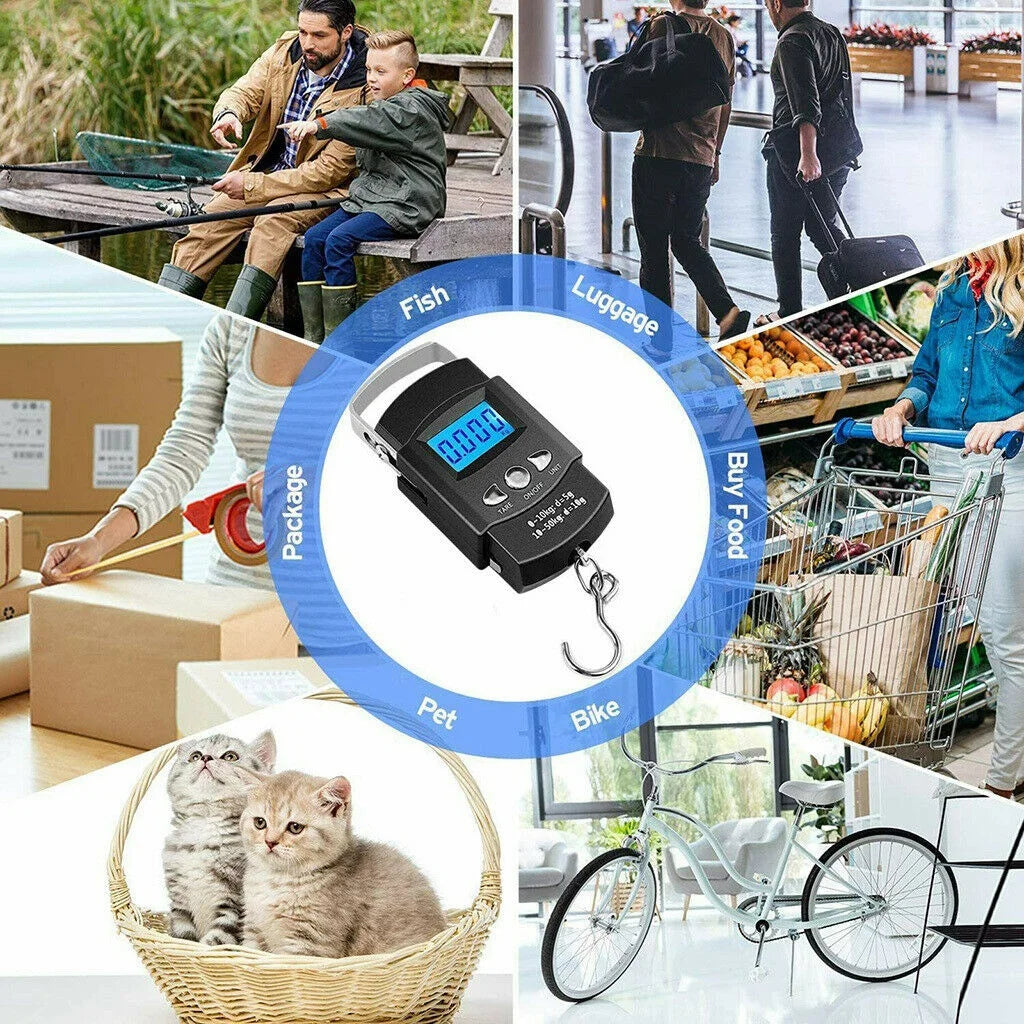 FLYSAND Mini Digital Scale 40kg X 10g for Fishing Luggage Travel Weighing Steelyard Hanging Electronic Hook Scale Fishing Tool