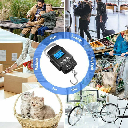 FLYSAND Mini Digital Scale 40kg X 10g for Fishing Luggage Travel Weighing Steelyard Hanging Electronic Hook Scale Fishing Tool