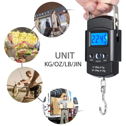 FLYSAND Mini Digital Scale 40kg X 10g for Fishing Luggage Travel Weighing Steelyard Hanging Electronic Hook Scale Fishing Tool