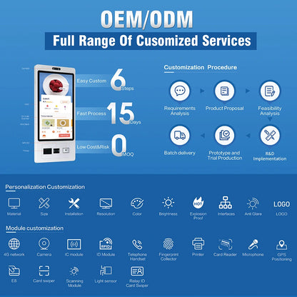 TouchWo 15.6 21.5 23.8 Inch Wall Mount Touch Screen AIO Computer Touchscreen Self Service Checkout Ordering Ticket Payment Kiosk - ALPENZO