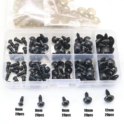 100pcs 10mm Eyeball Doll Accessories Black Plush Safety Eyes Amigurumi For Toys 6mm 8mm 12mm DIY Funny Toy Eyes Animal ALPENZO