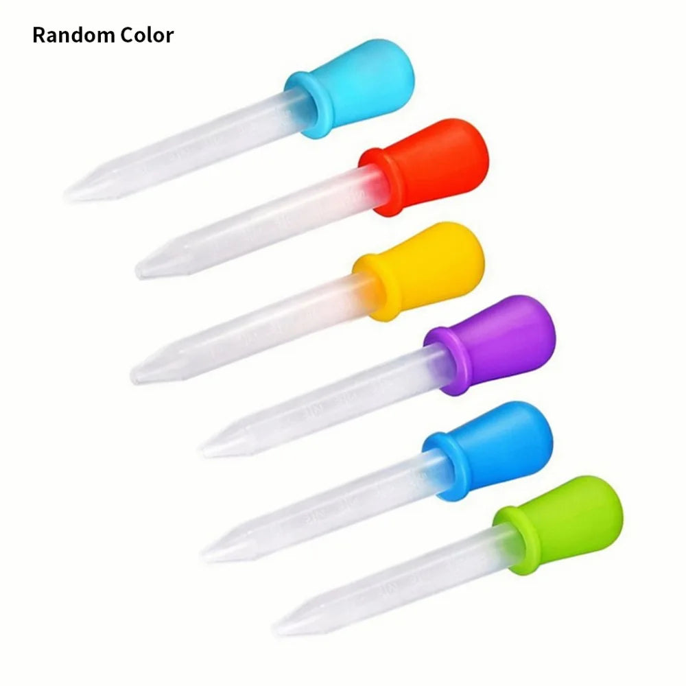 5PCS 5ml Small Silicone Plastic Pipette Dropper Feeding Medicine Liquid Eye Ear Pipette Dropper Lab Experiment Toys Gift ALPENZO