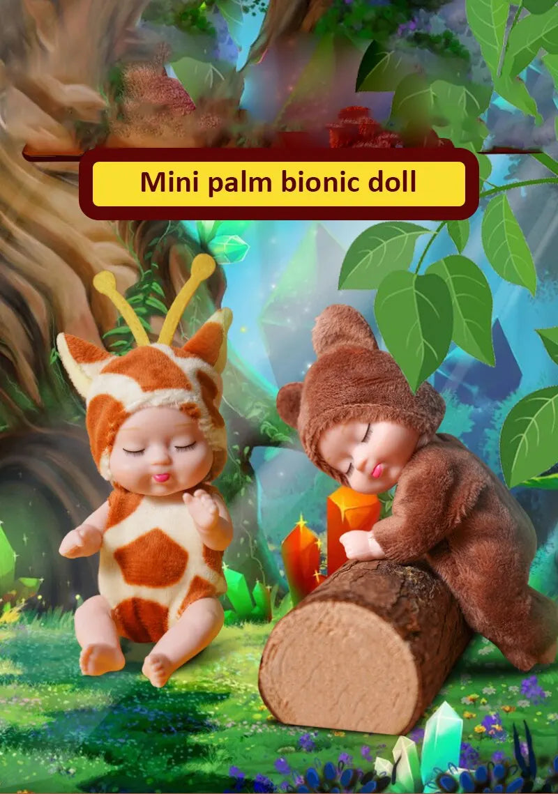 2Pcs Simulation Princess Dolls Toy Mini Cute Sleeping Baby Series Doll Cartoon Animal Toy For Kids Kawaii Dolls Girl's Gift ALPENZO
