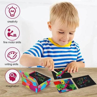 100Pcs Dazzling Scratch Painting Parent Child Interactive Toys Note Cards Handmade Painting ALPENZO