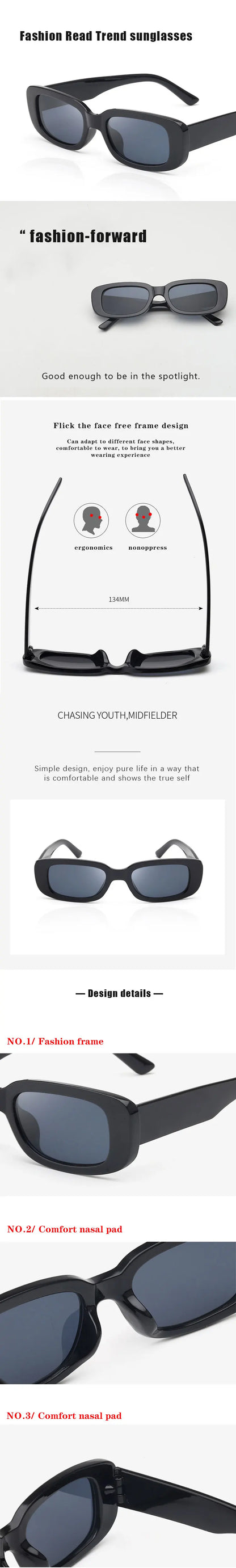 Box black new sunglasses male European glasses female retro anti-UV sunglasses
