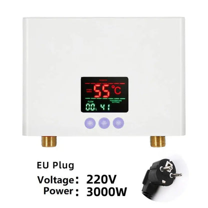 110V/220V Instant Water Heater 3000W/5500W Wall-Mounted Electric Heaters for Bathroom Hot Water Shower and Home Kitchen Heating - ALPENZO