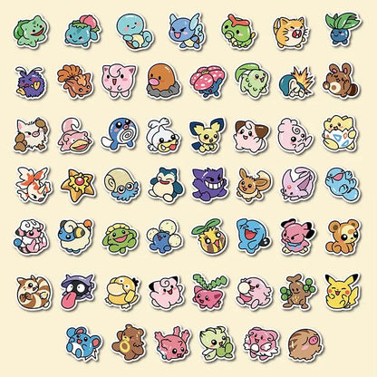 50PCS Kawaii Anime Pokemon Stickers Pikachu Decals DIY for Laptop Luggage Skateboard Phone Cartoon Kid Toy Gift Stickers ALPENZO