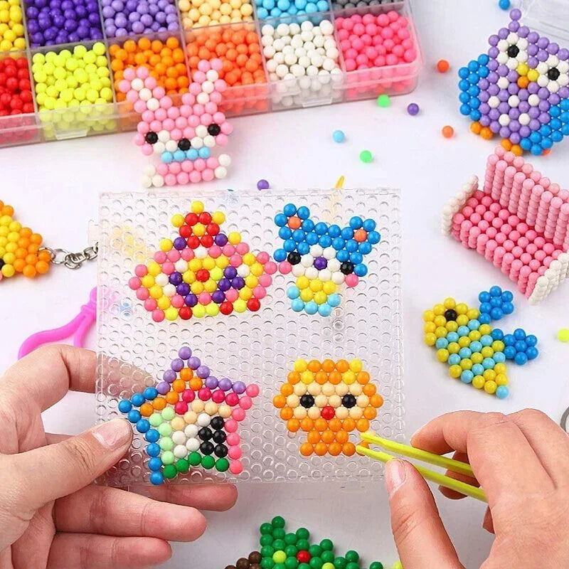 Handmade Magic Water Fuse Beads Creative Beads DIY Art Crafts Toys Magic Water Sticky Beads Sensory Toys Set with Accessories ALPENZO