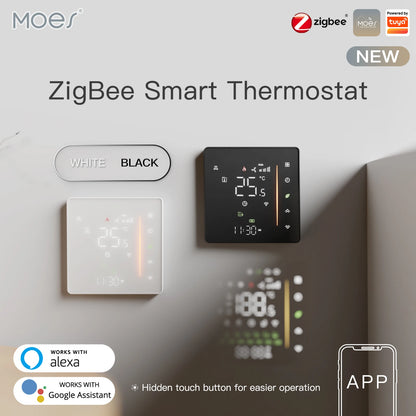 Moes Zigbee Thermostat Room Temperature Controller of Water/Electric Floor Heating Gas Boiler Humidity Tuya Work with Alex 5A16A - ALPENZO