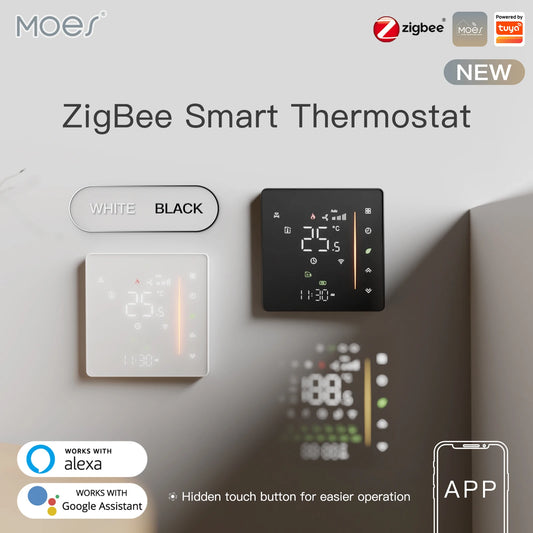 Moes Zigbee Thermostat Room Temperature Controller of Water/Electric Floor Heating Gas Boiler Humidity Tuya Work with Alex 5A16A - ALPENZO