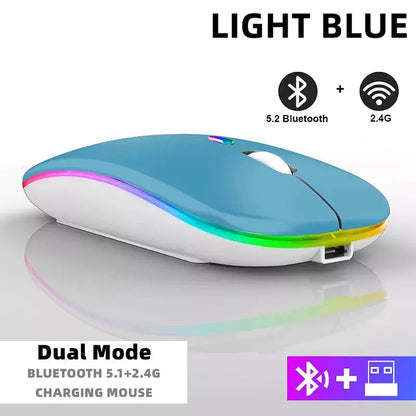 Tablet Phone Computer Bluetooth Wireless Mouse Rechargeable RGB Backlight Mice for iPad PC Laptop Tablet Phone 2.4GHz USB Mouse - ALPENZO