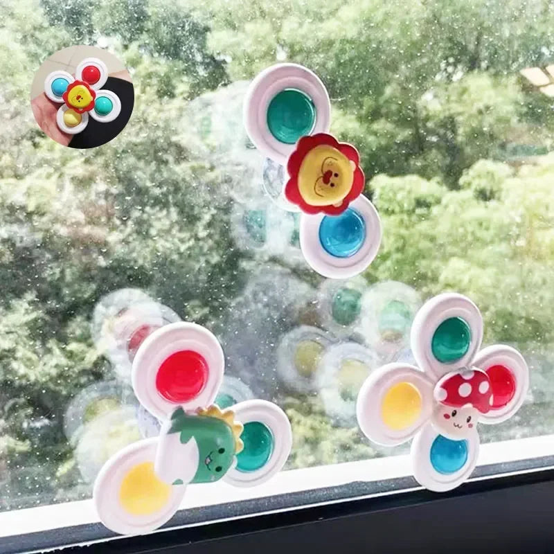 Juego de juguetes giratorios de animales de dibujos animados para niños, ventosa giratoria, ventana, silla alta, mesa, baño ALPENZO