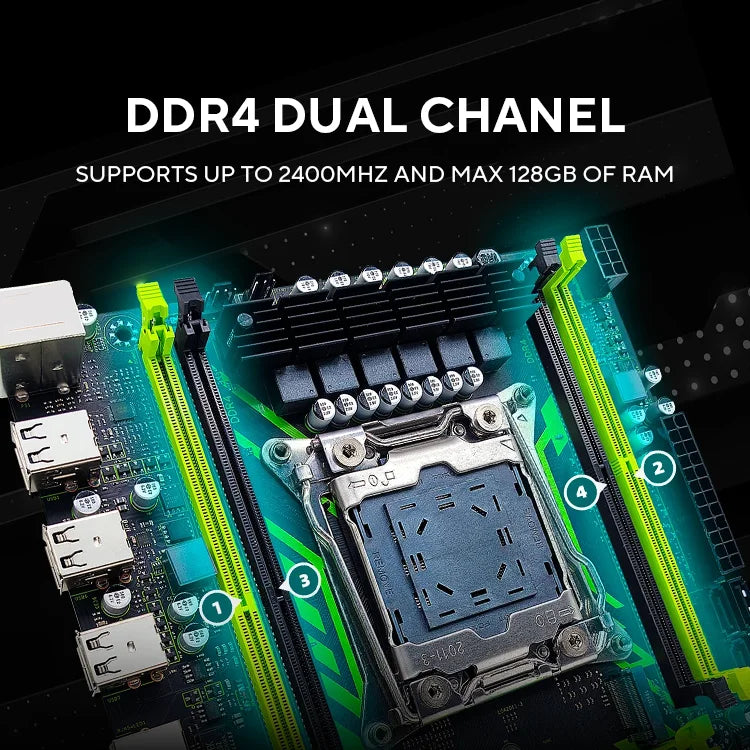 ZSUS X99-8D4 Motherboard Set Kit With LGA2011-3 Xeon E5 2650 V4 CPU DDR4 16GB (1*16GB) 2133MHZ RAM Memory NVME M.2 SATA - ALPENZO