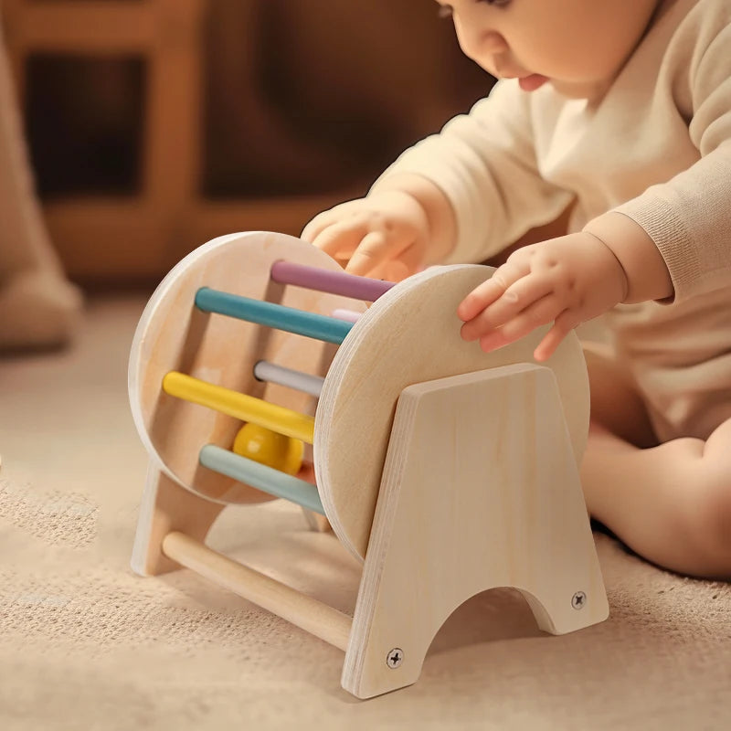Montessori Infant Wooden Toys Coin Ball Busy Drum Baby Teaching Aid Gifts Color Shape Cognition Match Educational Sensory Toy ALPENZO