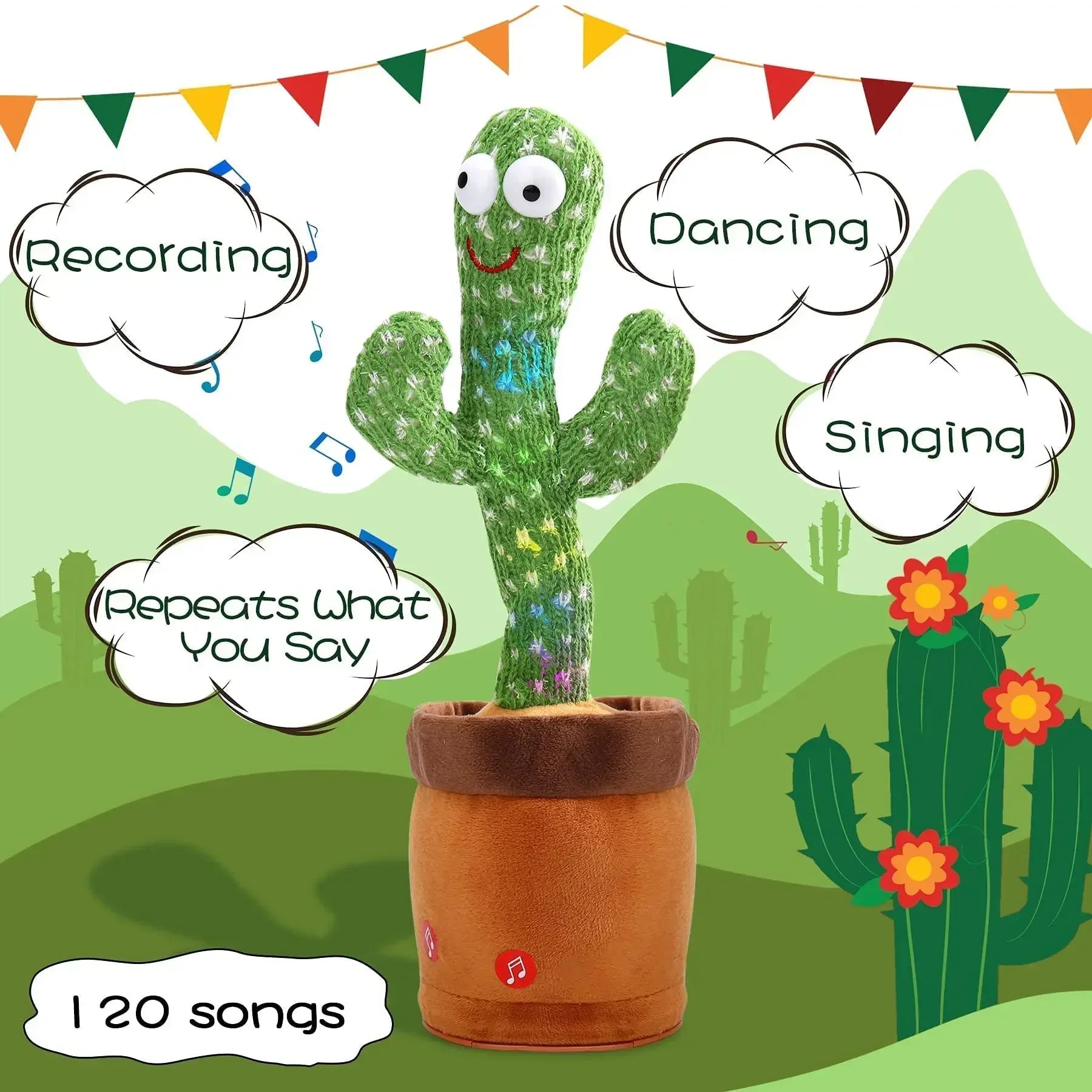 1pc Electronic Plush Toy Home Decoration for Children Xmas Gifts Dancing Talking Cactus Toys for Baby Boys and Girls ALPENZO