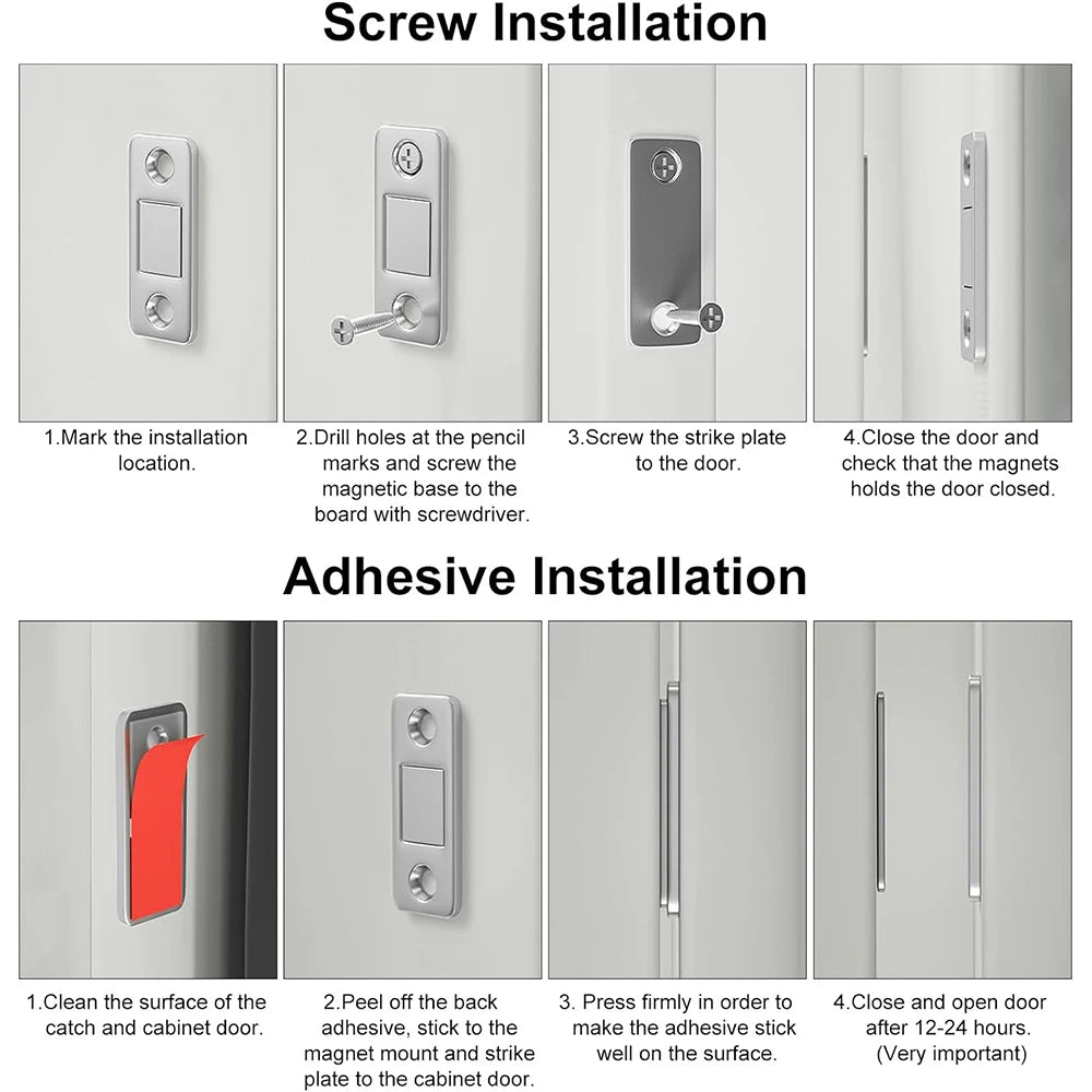 Magnetic Cabinet Catches Ultra Thin Door Strong Magnets Stopper Invisible Adhesive Drawer Magnet Lock for Kitchen Closet Closer - ALPENZO