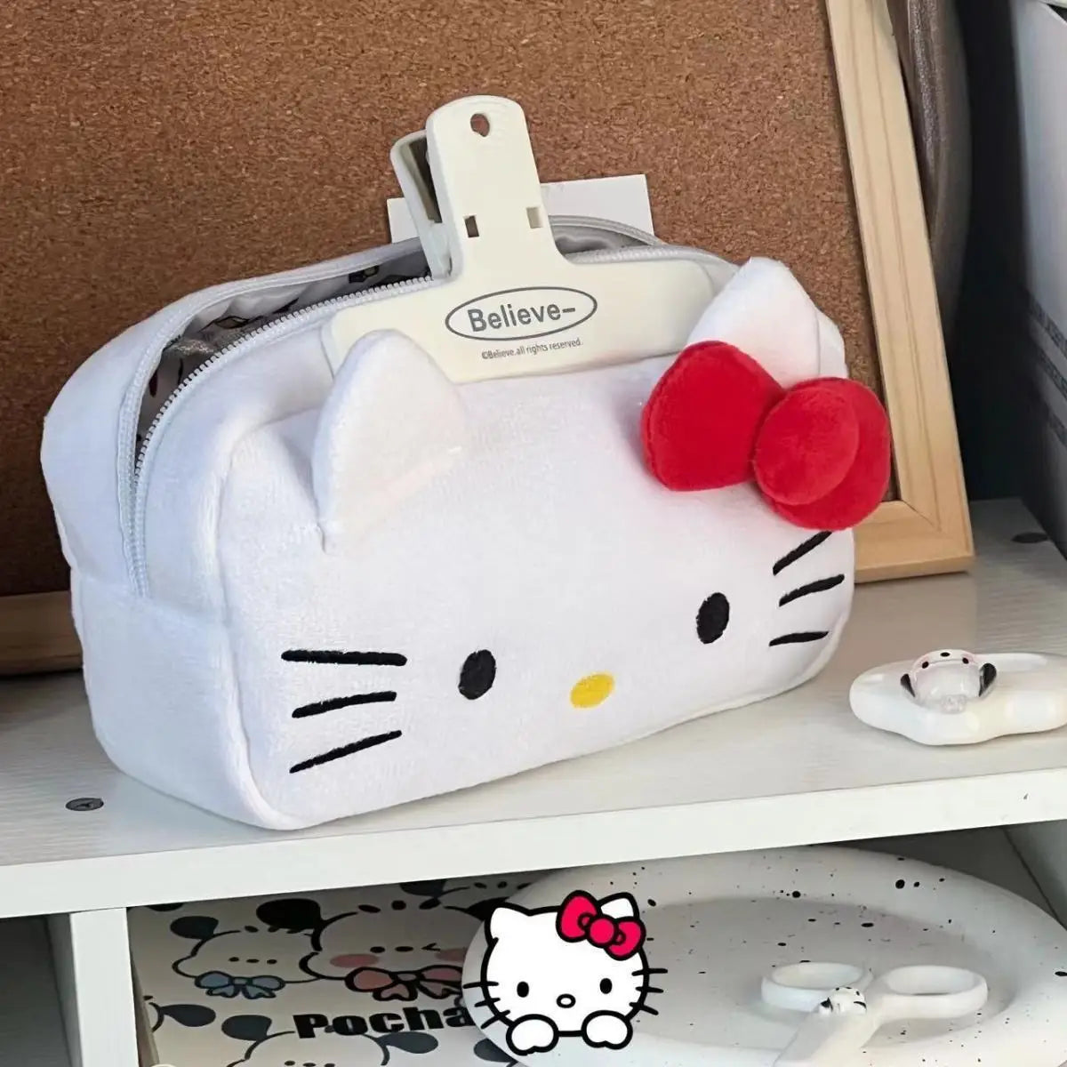 Japanese Cat Pen Bag Cute Printed Cartoon Plush Student Pen Bag Simple And Fashionable Multi Functional Large Capacity Storage ALPENZO