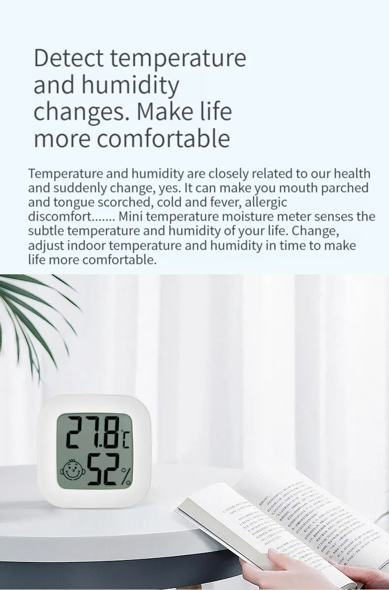 Humidity sensor, indoor thermometer, hygrometer, temperature and humidity monitor, with LCD display screen, displaying Celsius t - ALPENZO