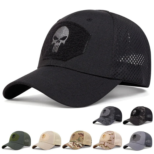 Unisex Skull Embroidered Top with Patch Breathable Baseball Caps Spring and Autumn Outdoor Adjustable Casual Hat Sunscreen Hat