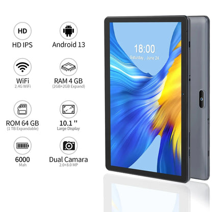 PRITOM 10 Inch Tablet PC with SIM Slot Android 13 64 GB Quad Core Touch Screen WiFi GPS Support 3G Phone Call - ALPENZO