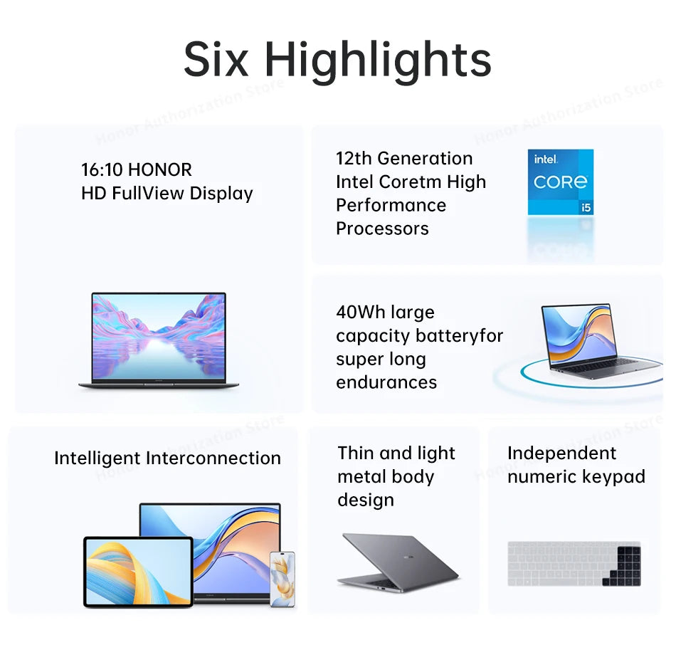 Honor Laptop MagicBook X16 ,16 "Intel Core i5-12450H 16GB 512GB SSD IPS Win 11 - ALPENZO