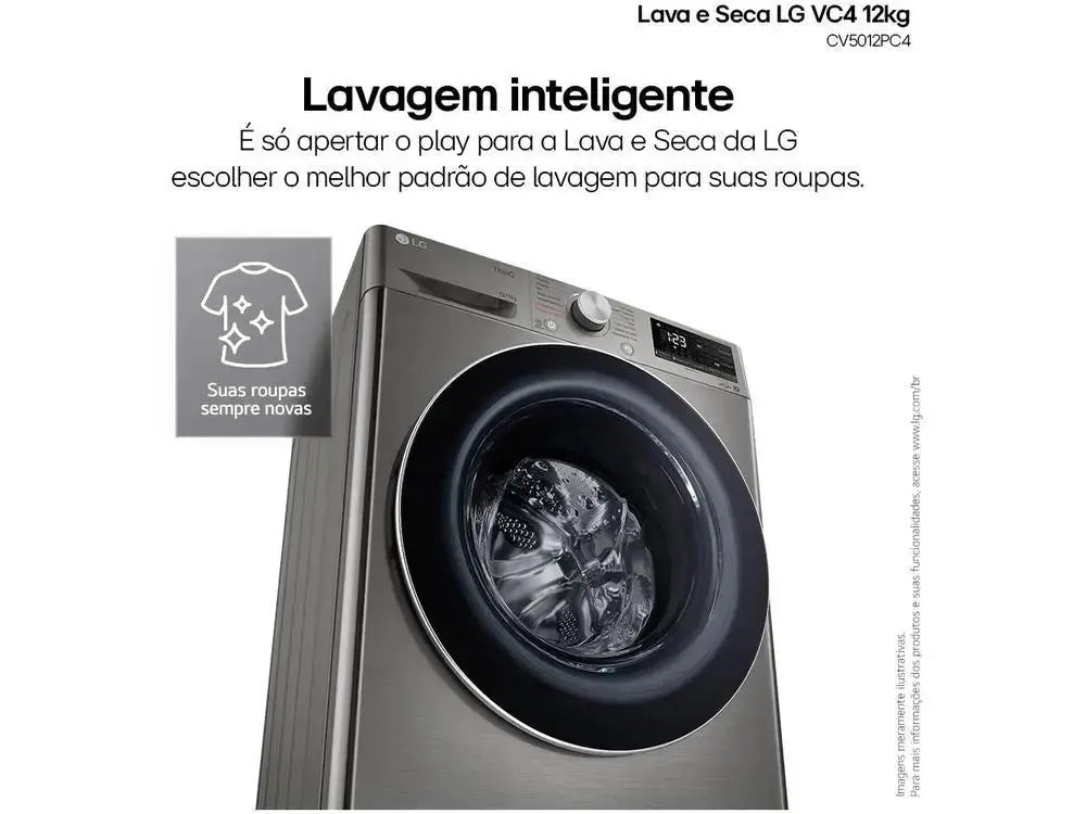 LG 12kg Smart VC4 CV5012PC4 with Artificial Intelligence Hot and Cold Water Silver-110V - ALPENZO
