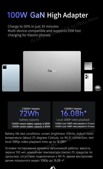 New Xiaomi Redmi Book 16 2024  intel i5 12450H/i5 13420H 16G RAM 512G SSD 16inch Full HD 60Hz Screen JYU4585CN/JYU4614CN - ALPENZO