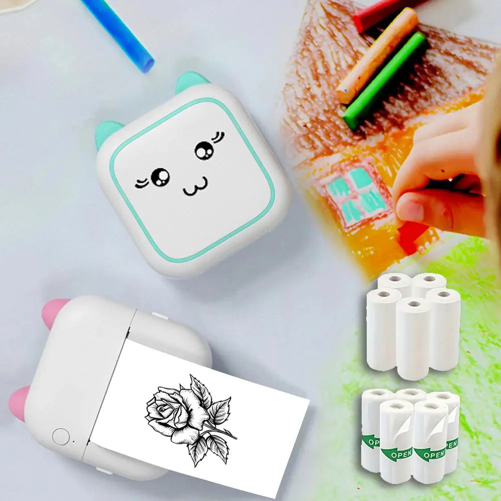 Portable Mini Printer， Wireless Photo Printer ，Ink-Free Thermal Printing For Notes Photos Memos For Android IOS - ALPENZO