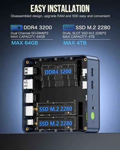 GMKtec M5 Plus Ryzen 7 5825U Mini PC Windows 11 Pro DDR4 Dual Channel NVMe M.2 SSD WIFI6E BT5.2 Desktop Office Gaming Computer - ALPENZO