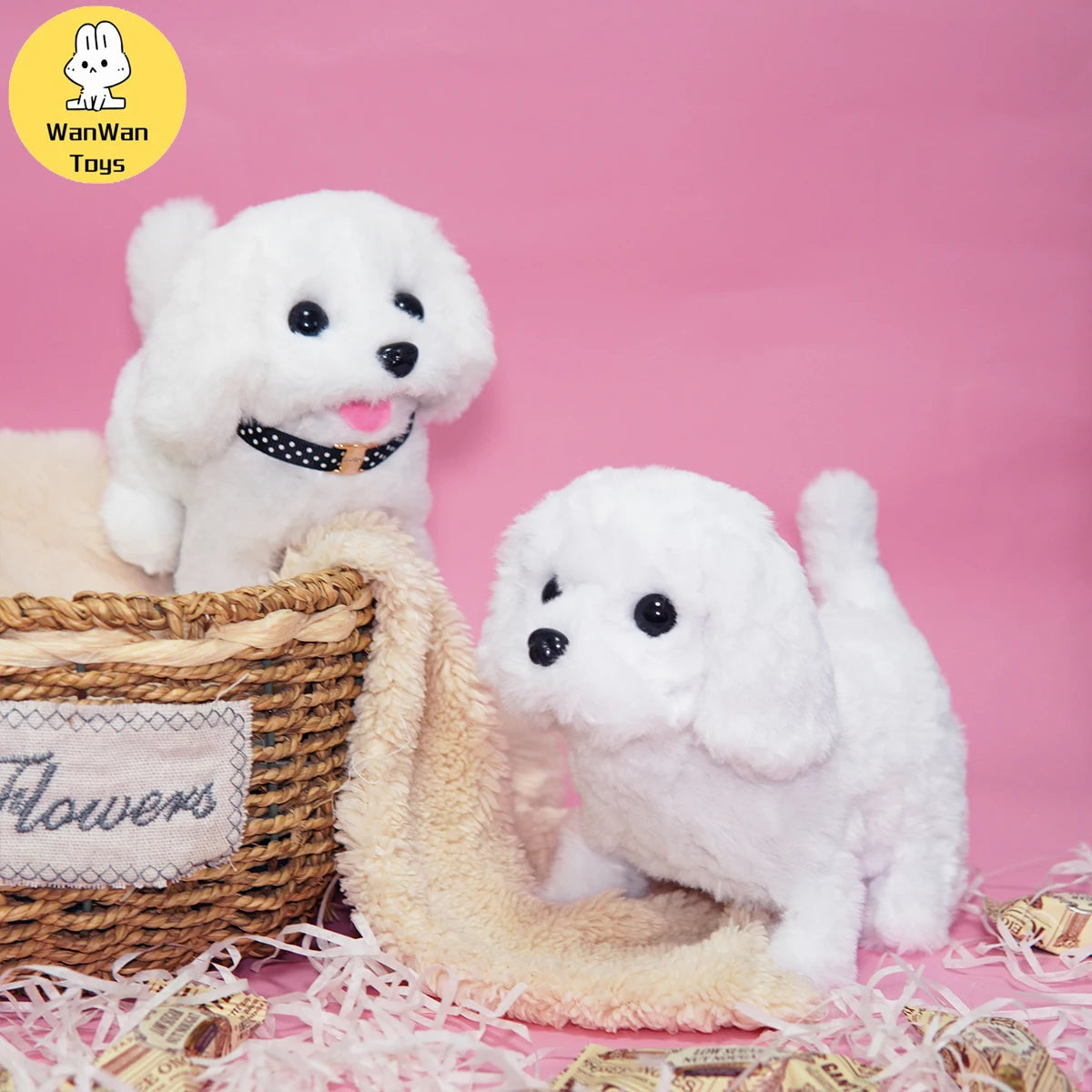 Plush Electric Puppy Simulation Pet Dog Can Walk Teddy Dog Golden Retriever Bichon Frize Dog Children Can Bark Run And Rock ALPENZO