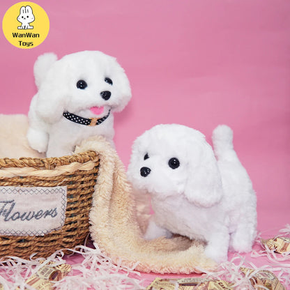 Plush Electric Puppy Simulation Pet Dog Can Walk Teddy Dog Golden Retriever Bichon Frize Dog Children Can Bark Run And Rock ALPENZO