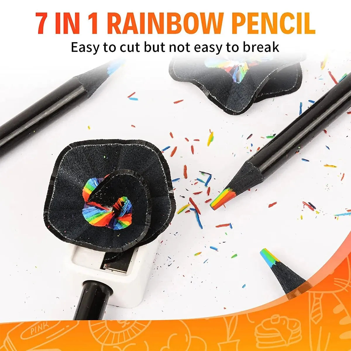 10 Pcs Colored Black Wood Pencils, 7 in 1 Rainbow Drawing Pencil. for Sketching, Doodling, Coloring, Painting ALPENZO