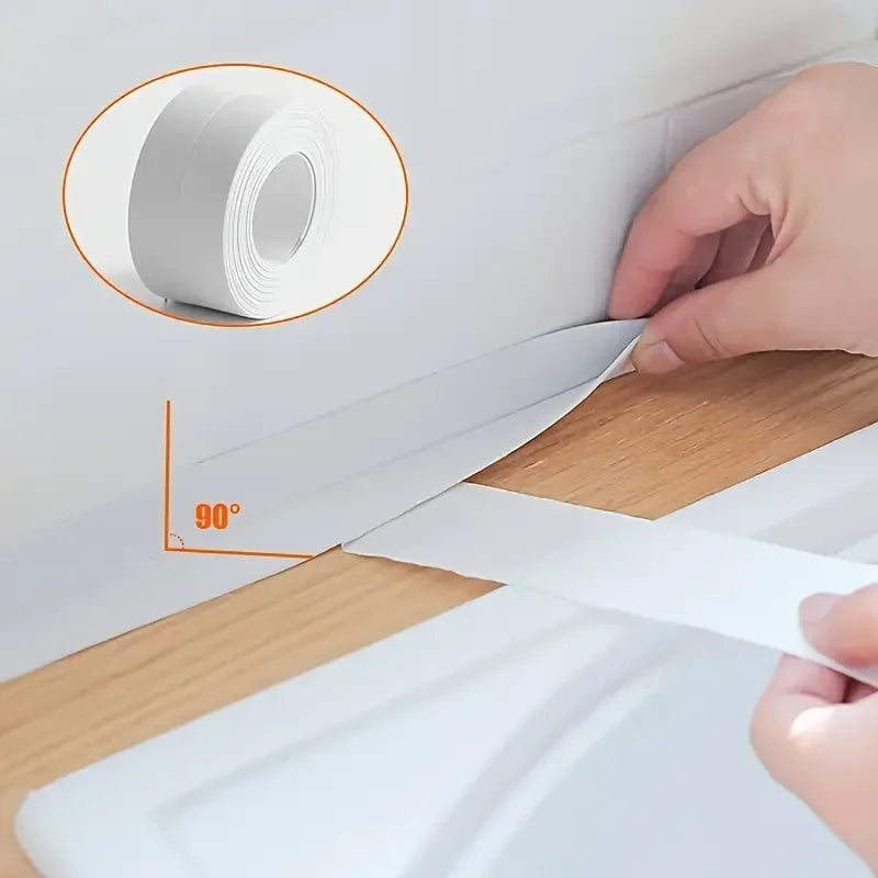 1 Roll of Waterproof White PVC Self-Adhesive Tape - Perfect for Bathroom, Sink & Kitchen - Super Strong Stickiness! - ALPENZO