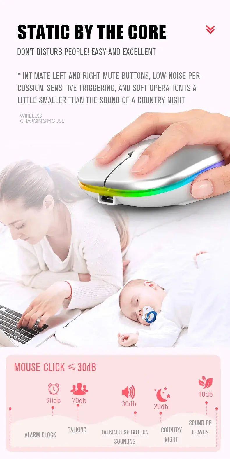 Tablet Phone Computer Bluetooth Wireless Mouse Rechargeable RGB Backlight Mice for iPad PC Laptop Tablet Phone 2.4GHz USB Mouse - ALPENZO