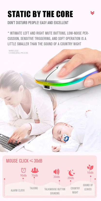 Tablet Phone Computer Bluetooth Wireless Mouse Rechargeable RGB Backlight Mice for iPad PC Laptop Tablet Phone 2.4GHz USB Mouse - ALPENZO