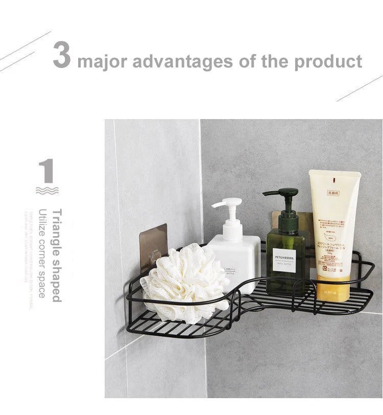 Iron Triangle Rack For Kitchen Bathroom Storage Rack Thickened Love Corner Rack Storage Rack Durable - ALPENZO
