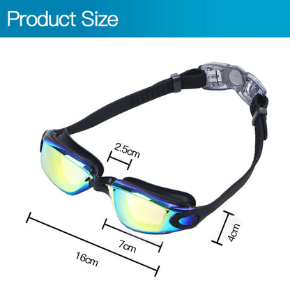 Swimming Goggles Adult Myopia Swimming Goggles One-piece Earplugs Electroplating Anti-fog High-definition Swimming Goggles