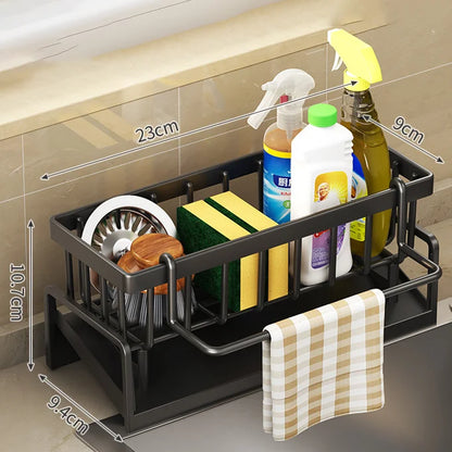 Kitchen Shelf Rag Storage Drainage Shelf No-Punch Storage Rack Home Spice Rack Sink Tap Sink Drainage Rack Kitchen Accessories - ALPENZO