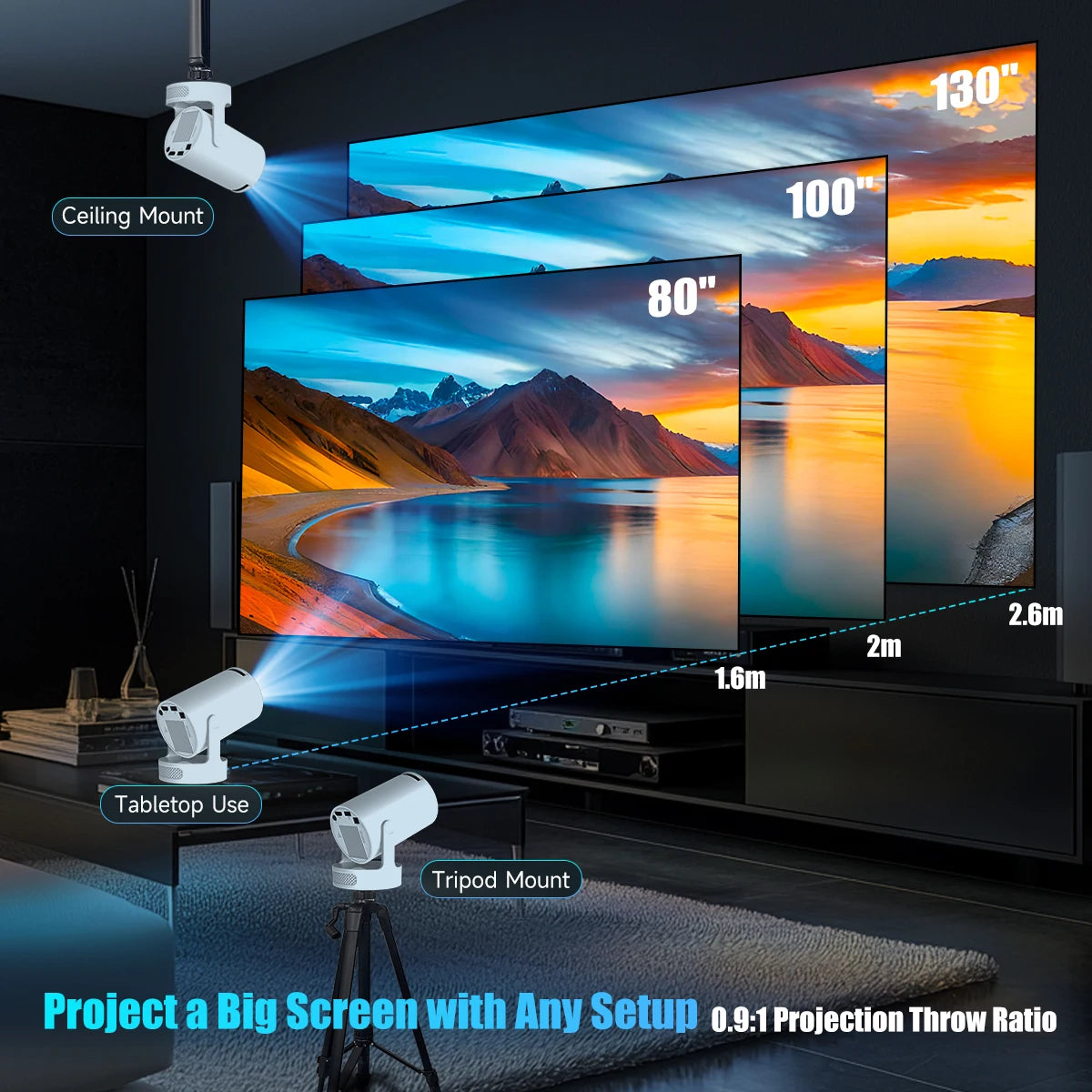 Magcubic Projector HY300 PRO + 4K Android 11 Dual Wifi6  Allwinner H713 BT5.4 1080P 1280*720P Home Cinema Outdoor Projetor ALPENZO