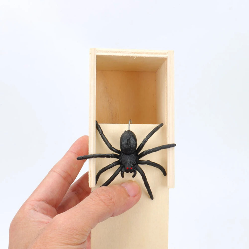 Trick Spider Funny Scare Box Wooden Hidden Box Quality Prank Wooden Scare Box Fun Game Prank Trick Friend Office Toys ALPENZO